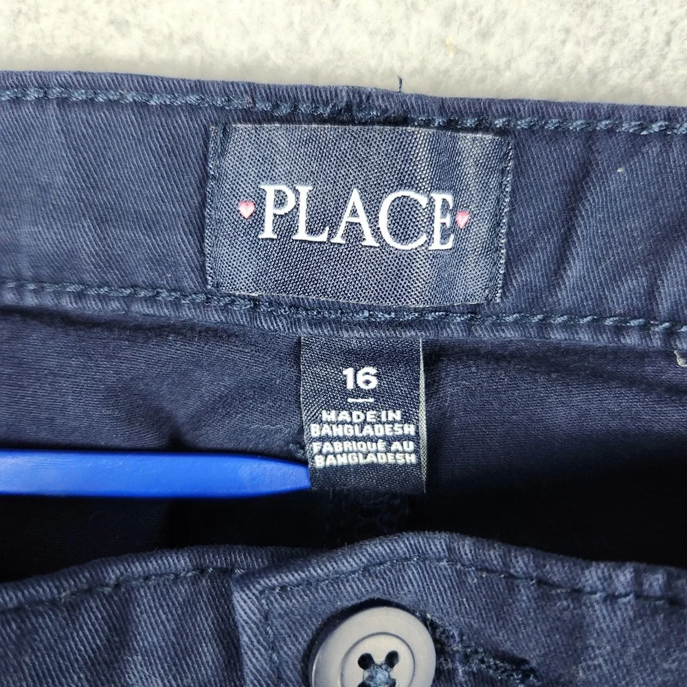 The Childrens Place Chino Pants Kids 16 Navy Blue Cotton Stretch Straight Leg